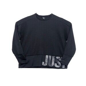 Nike Womens Medum Ribbed Black Cropped Pullover Dri-Fit Sweatshirt